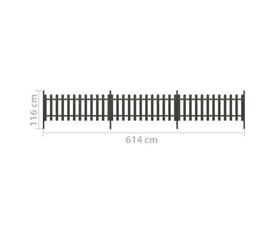 Gard din șipci cu stâlpi, 3 buc., 614x80 cm, wpc, 5 image