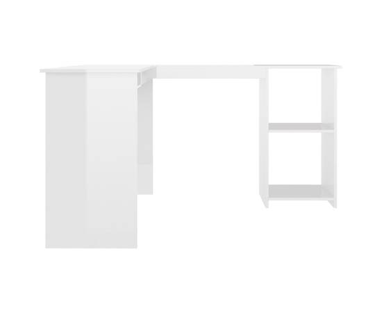 Birou de colț în formă de l alb extralucios 120x140x75 cm pal, 5 image