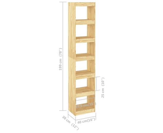 Bibliotecă/separator cameră, 40x30x199 cm, lemn masiv de pin, 8 image