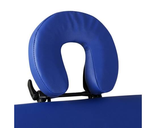 Masă de masaj pliabilă 2 părți cadru din lemn albastru, 3 image