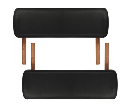 Masă de masaj pliabilă 2 părți cadru din lemn negru, 6 image
