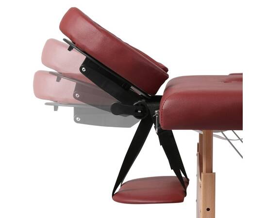 Masă de masaj pliabilă 2 părți cadru din lemn roșu, 8 image
