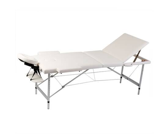 Masă de masaj pliabilă 3 părți cadru din aluminiu crem