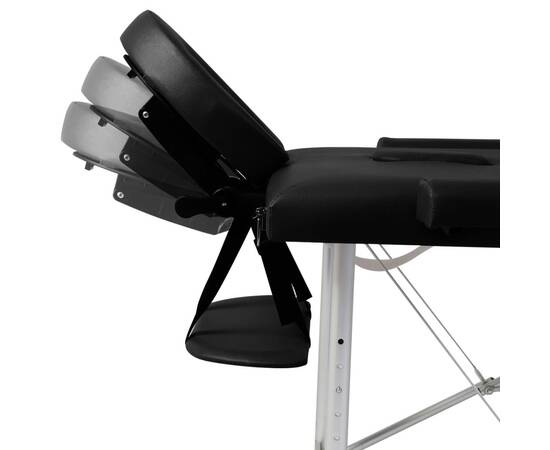 Masă de masaj pliabilă 3 părți cadru din aluminiu negru, 7 image