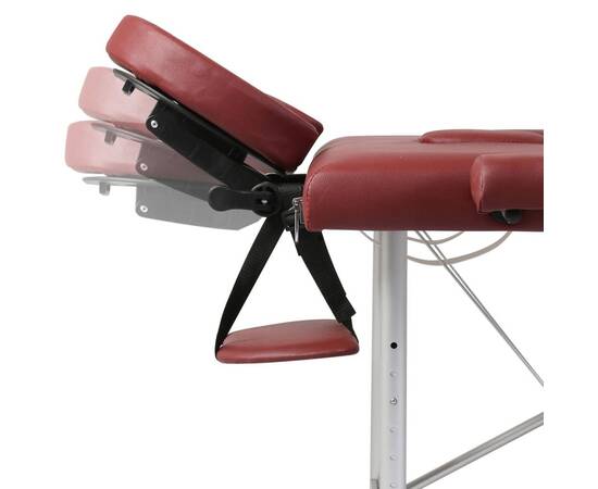 Masă de masaj pliabilă 3 părți cadru din aluminiu roșu, 6 image