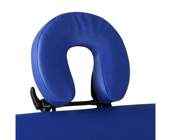 Masă de masaj pliabilă 3 părți cadru din lemn albastru, 3 image