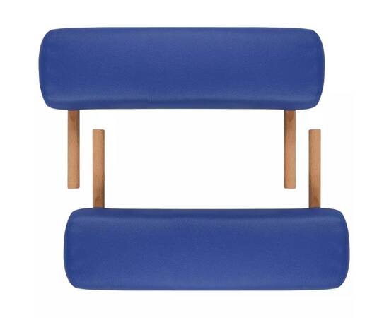 Masă de masaj pliabilă 3 părți cadru din lemn albastru, 6 image