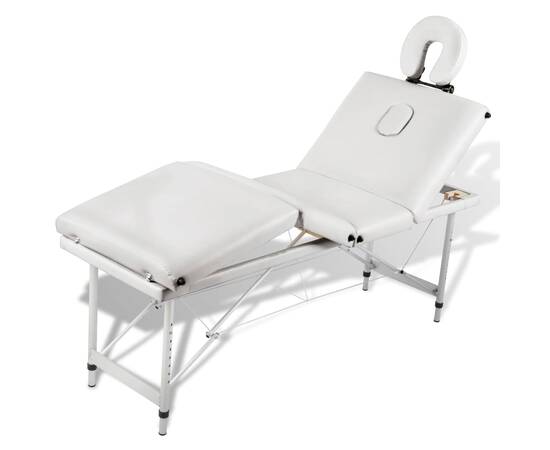 Masă de masaj pliabilă 4 părți cadru din aluminiu crem, 6 image