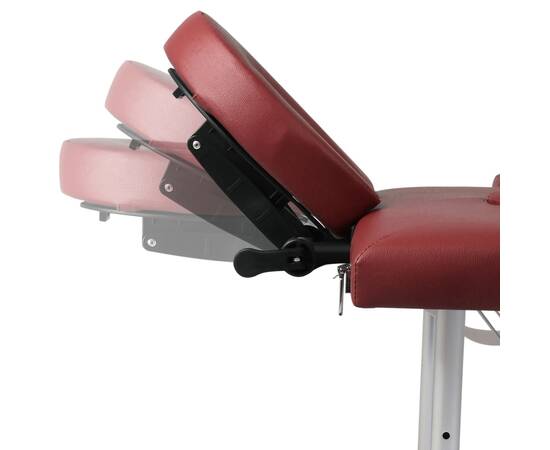 Masă de masaj pliabilă 4 părți cadru din aluminiu roșu, 7 image