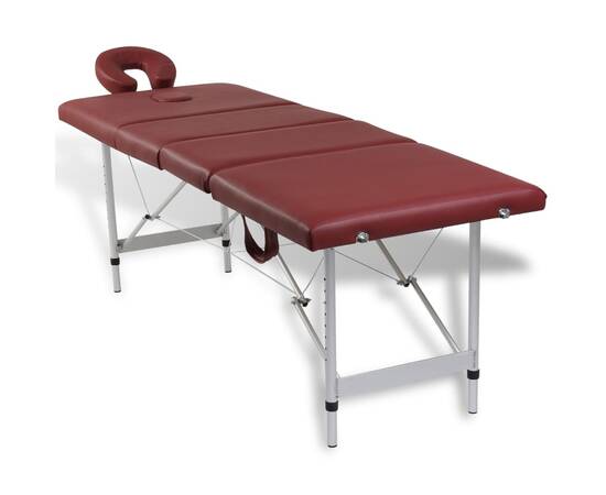 Masă de masaj pliabilă 4 părți cadru din aluminiu roșu, 2 image