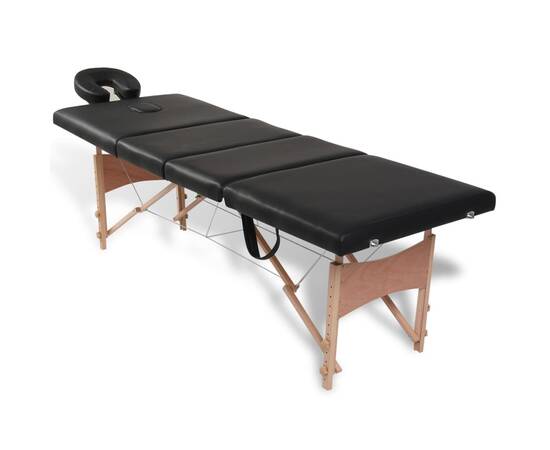 Masă de masaj pliabilă 4 părți cu cadru din lemn negru, 2 image