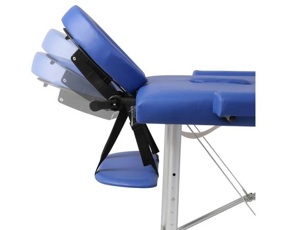 Masă de masaj pliabilă cadru din aluminiu 3 părți albastru, 5 image