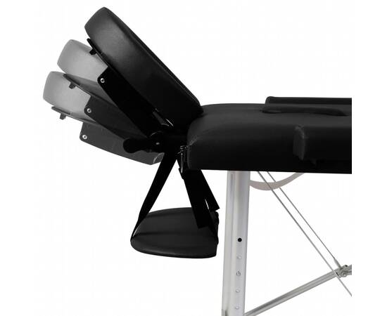 Masă masaj pliabilă, 2 zone, negru, cadru aluminiu, 6 image