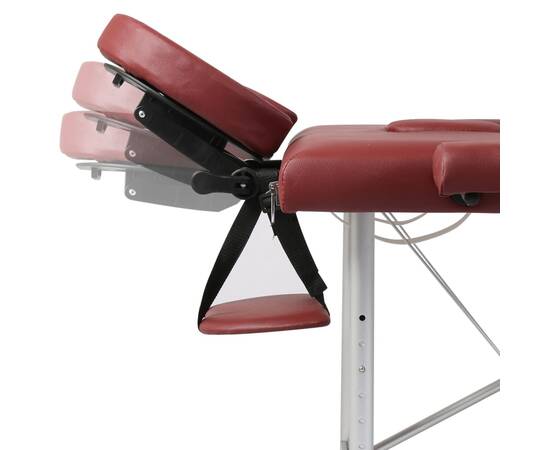 Masă masaj pliabilă, 2 zone, roșu, cadru aluminiu, 2 image