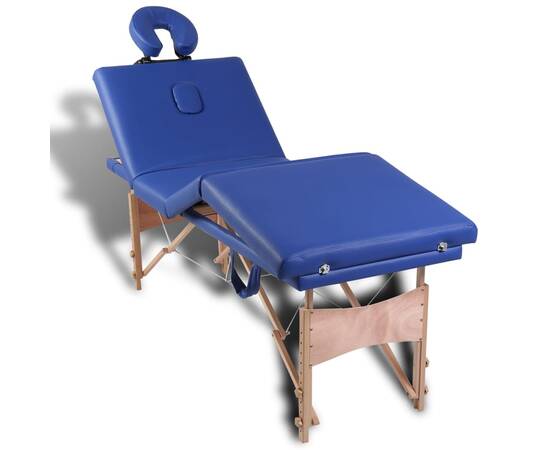 Masă pliabilă pentru masaj cu 4 secțiuni și cadru din lemn, 7 image