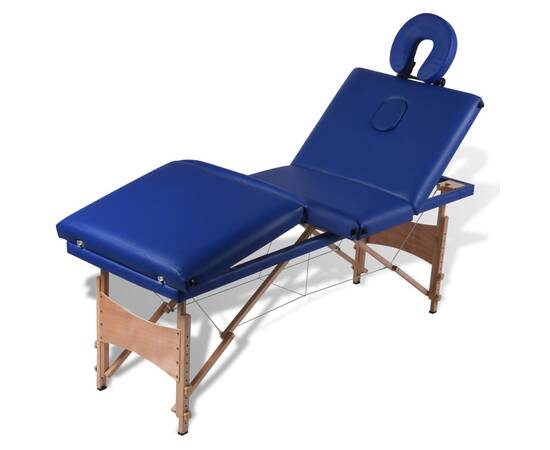 Masă pliabilă pentru masaj cu 4 secțiuni și cadru din lemn, 9 image