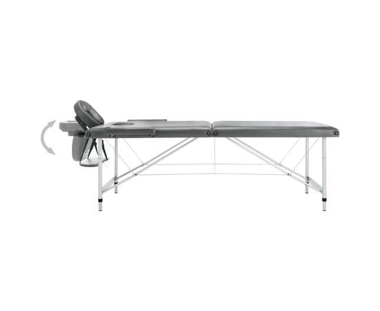 Masă de masaj cu 2 zone, cadru aluminiu, antracit, 186 x 68 cm, 4 image