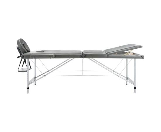 Masă de masaj cu 3 zone, cadru aluminiu, antracit, 186 x 68 cm, 6 image