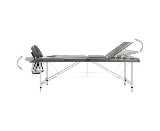 Masă de masaj cu 3 zone, cadru aluminiu, antracit, 186 x 68 cm, 5 image