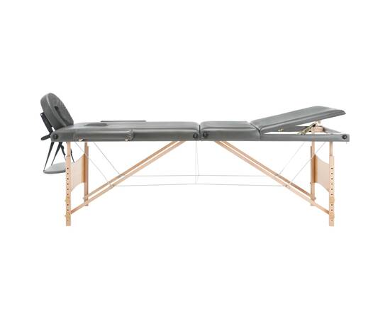 Masă de masaj cu 3 zone, cadru din lemn, antracit, 186 x 68 cm, 4 image