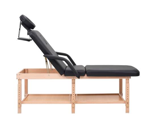 Masă de masaj cu 3 zone, negru, piele ecologică, 3 image
