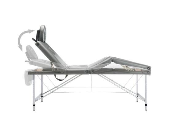 Masă de masaj cu 4 zone, cadru aluminiu, antracit, 186 x 68 cm, 5 image