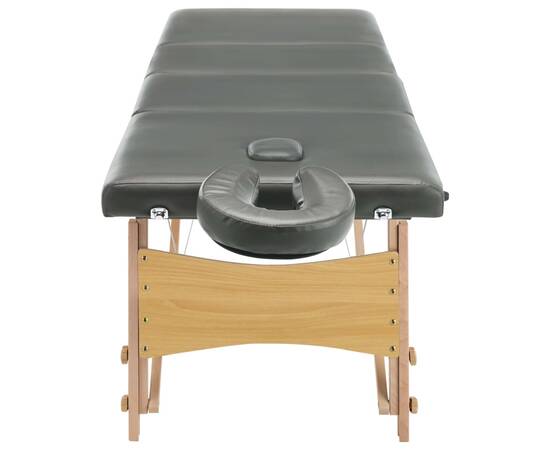Masă de masaj cu 4 zone, cadru din lemn, antracit, 186 x 68 cm, 5 image
