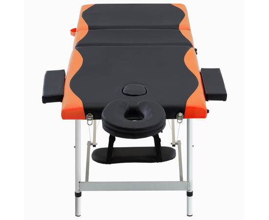 Masă de masaj pliabilă, 3 zone, negru și portocaliu, aluminiu, 2 image