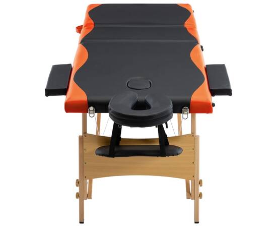 Masă de masaj pliabilă, 3 zone, negru și portocaliu, lemn, 4 image