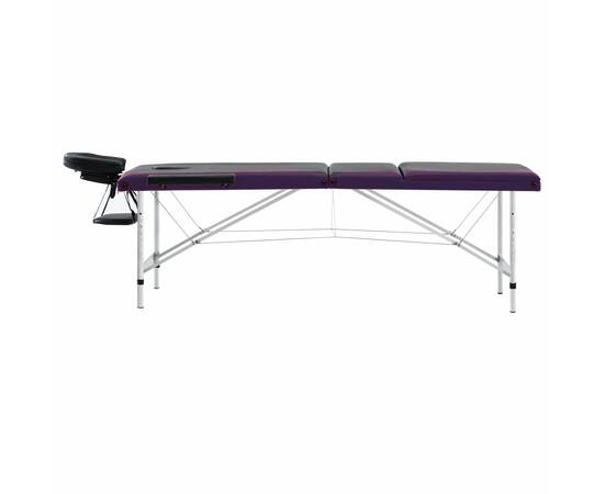 Masă de masaj pliabilă, 3 zone, negru și violet, aluminiu, 3 image