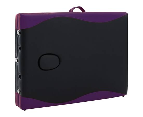 Masă de masaj pliabilă, 3 zone, negru și violet, aluminiu, 8 image