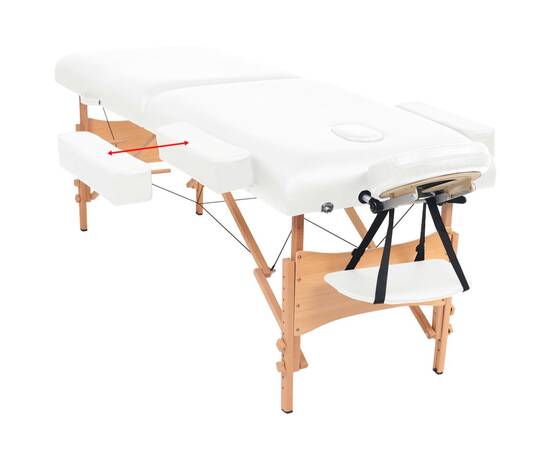 Masă de masaj pliabilă cu 2 zone, 10 cm grosime, alb, 6 image