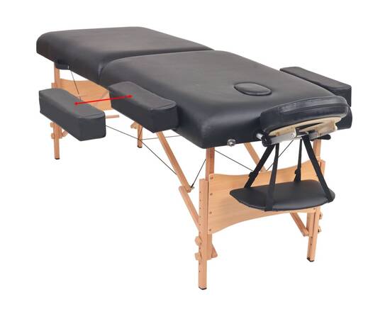 Masă de masaj pliabilă cu 2 zone, 10 cm grosime, negru, 6 image