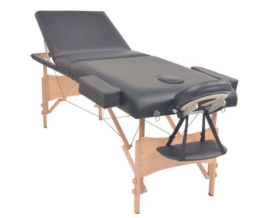 Masă de masaj pliabilă cu 3 zone, 10 cm grosime, negru, 2 image