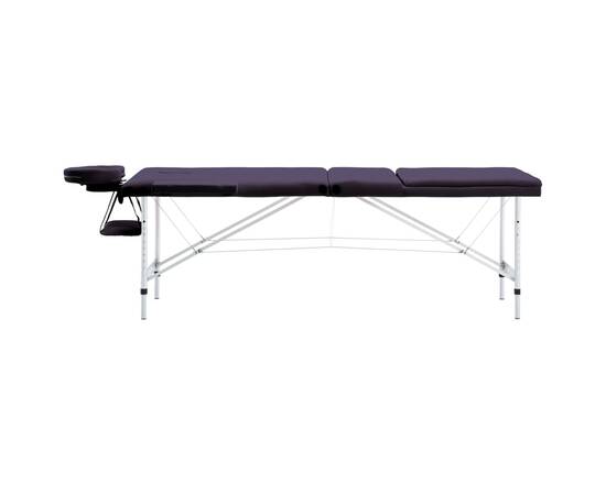 Masă de masaj pliabilă cu 3 zone, violet, aluminiu, 2 image