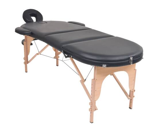 Masă masaj pliabilă, 4 cm grosime, cu 2 perne, negru, oval, 2 image