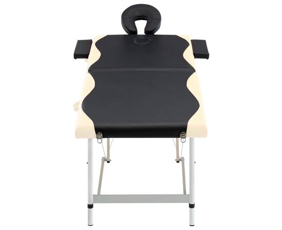 Masă pliabilă de masaj, 2 zone, negru și bej, aluminiu, 2 image