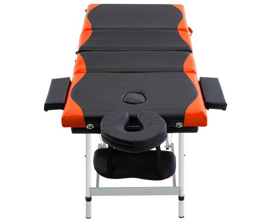 Masă pliabilă de masaj, 4 zone, aluminiu, negru și portocaliu, 2 image