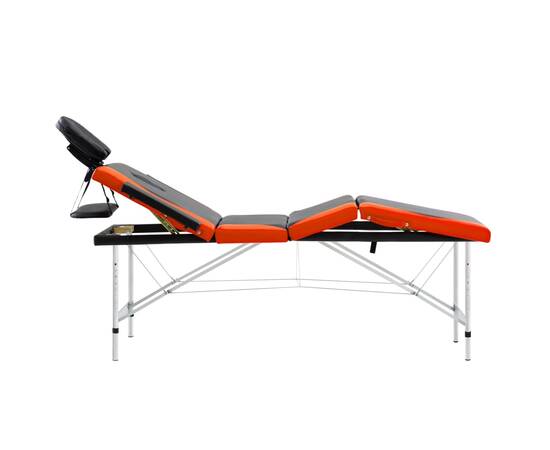 Masă pliabilă de masaj, 4 zone, aluminiu, negru și portocaliu, 5 image