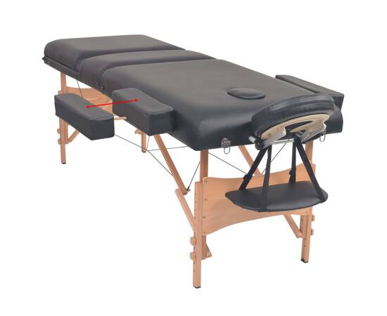 Set taburet și masă de masaj pliabilă 3 zone negru grosime 10cm, 4 image