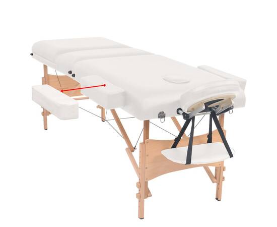 Set taburet și masă masaj pliabilă, 3 zone, grosime 10 cm, alb, 4 image