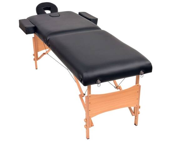 Set taburet și masă masaj pliabilă 2 zone, 10 cm grosime, negru, 2 image