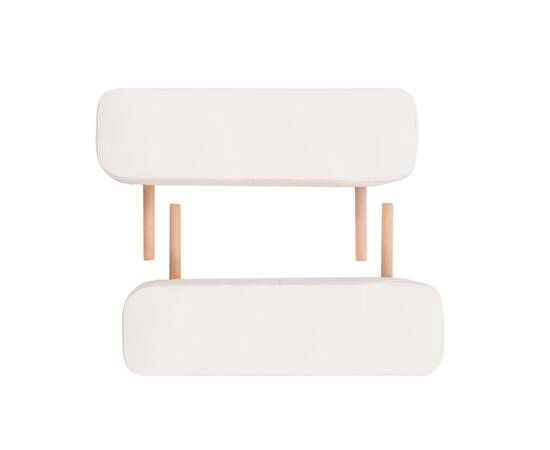 Set taburet și masă masaj pliabilă 2 zone, grosime 10 cm, alb, 6 image