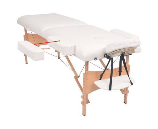 Set taburet și masă masaj pliabilă 2 zone, grosime 10 cm, alb, 3 image