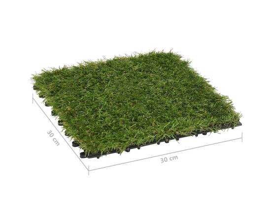 Plăci de iarbă artificială, 11 buc, verde, 30x30 cm, 9 image