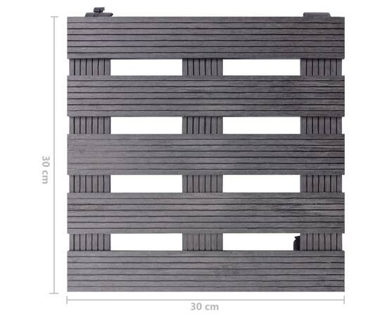 Suporturi de plante cu role, 2 buc., gri, 30x30x7,5 cm, wpc, 6 image