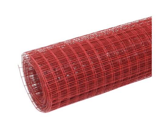 Gard de sârmă găini, roșu, 10 x 1 m, oțel cu înveliș pvc, 2 image