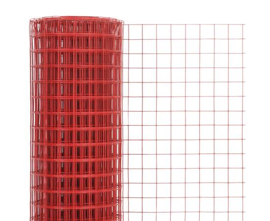 Gard de sârmă găini, roșu, 10 x 1 m, oțel cu înveliș pvc, 3 image
