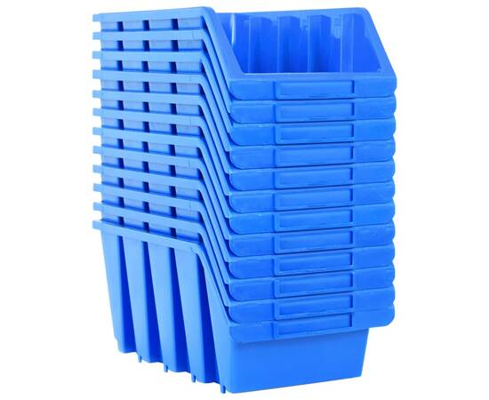Cutii de depozitare stivuibile, 14 buc., albastru, plastic, 2 image