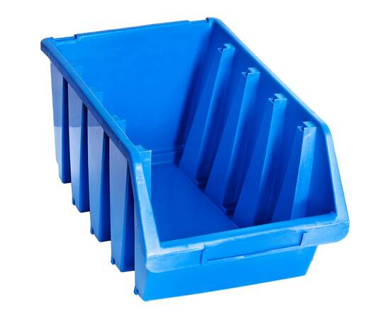 Cutii de depozitare stivuibile, 14 buc., albastru, plastic, 3 image